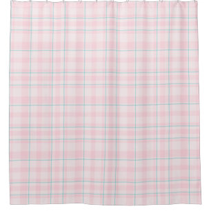 Pink Teal Plaid Shower Curtain