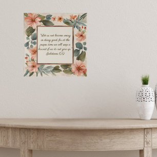 Pink Teal Sage Floral Frame Customisable Poster