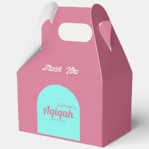 Pink Teal Solid Colour Plain, Aqiqah Baby Shower Favour Box