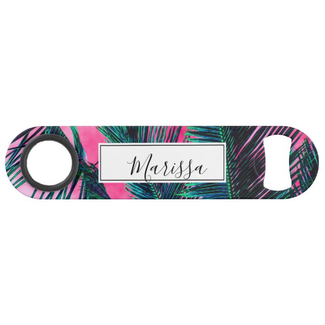 Pink Teal Tropical Summer Palm Tree Fronds (Front (Horizontal))