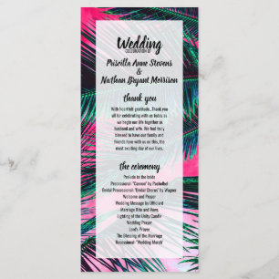 Pink Teal Tropical Summer Palm Tree Fronds Program