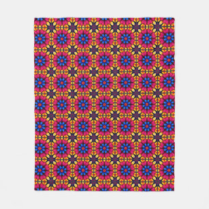 Pink & Teal Vintage Mediterranean Style Fleece Blanket