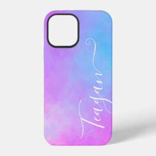 Pink Teal Watercolor Ombre Colour Gradient Stylish iPhone 12 Case