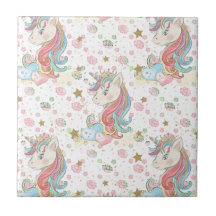 Pink Teal Yellow Unicorn Colourful