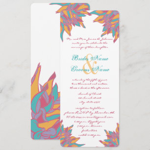 Pink Teal Yellow Wedding Floral Invitations