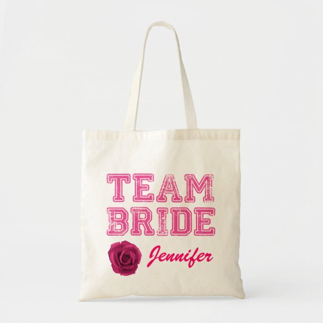 Pink Team Bride Tote Bag (Front)