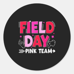 Pink team field day color game six seven meme men classic round sticker