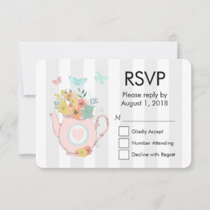 Pink Teapot with Flowers & Butterflies RSVP
