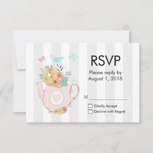 Pink Teapot with Flowers & Butterflies RSVP