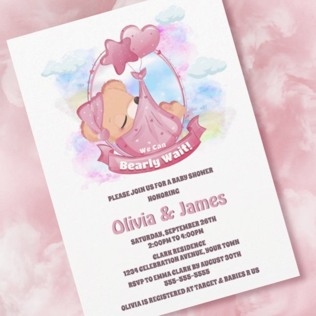  Pink Teddy Baby Shower Invitation (Creator Uploaded)