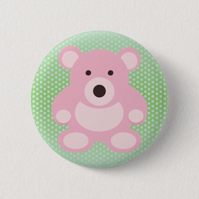 Pink Teddy Bear 6 Cm Round Badge (Front)