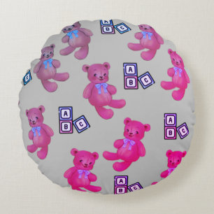 Pink Teddy Bear & ABC Throw Pillow