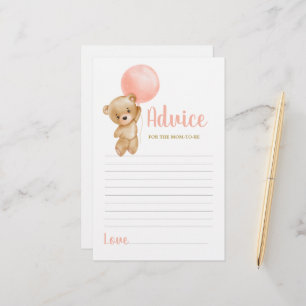 Pink Teddy Bear Advice for Mum To Be card