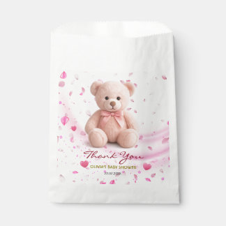Pink Teddy Bear Baby Shower Favour Bag – Thank You