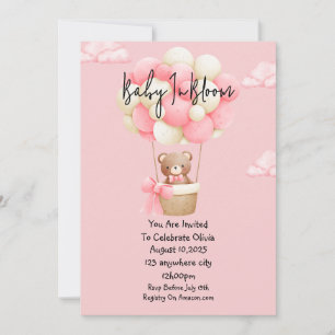 pink teddy bear baby shower invitation