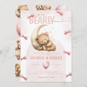 Pink Teddy Bear Baby Shower Invitation