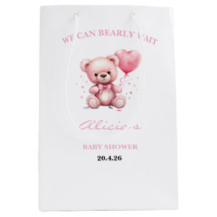 Pink Teddy Bear Baby Shower Medium Gift Bag