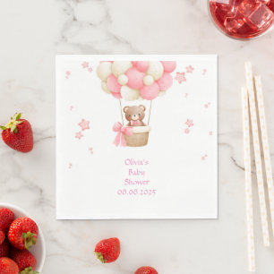 PINK TEDDY BEAR BABY SHOWER  NAPKIN