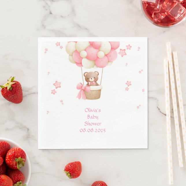 PINK TEDDY BEAR BABY SHOWER  NAPKIN (Insitu)