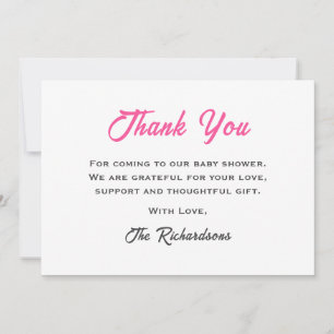 Pink Teddy Bear Baby Shower New Chapter Storybook Thank You Card
