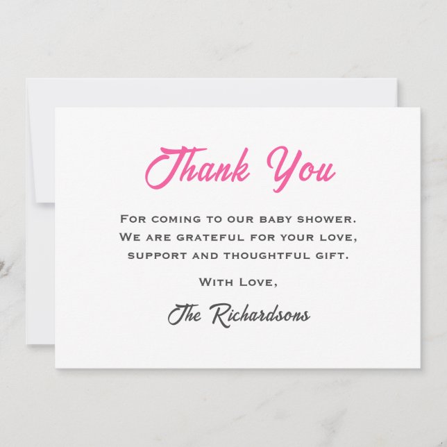 Pink Teddy Bear Baby Shower New Chapter Storybook Thank You Card (Front)