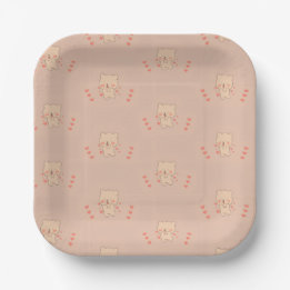 Pink Teddy Bear Baby Shower Paper Plates