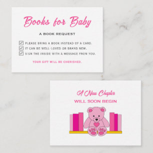 Pink Teddy Bear Baby Shower Please Bring A Book Enclosure Card