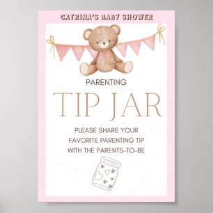 Pink Teddy Bear Baby Shower Sign
