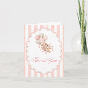 Pink Teddy Bear Baby Shower Thank You Card