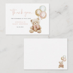Pink Teddy Bear Baby Shower Thank You Card
