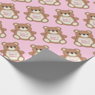 Pink Teddy Bear Baby Shower Wrapping Paper