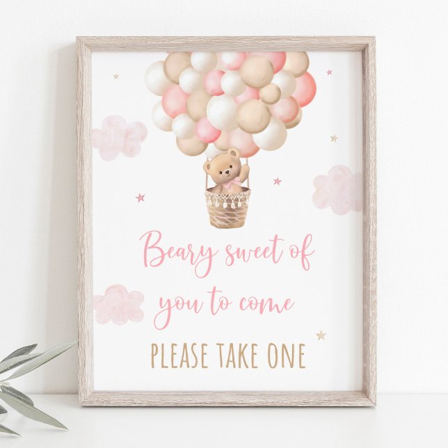 Pink Teddy Bear Balloon Baby Shower Favour Sign (Creator Uploaded)