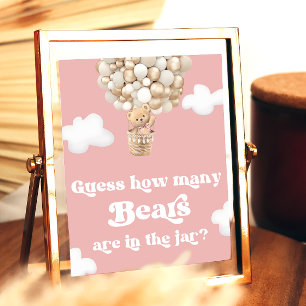 Pink Teddy Bear Balloons Guess How Many Bears Poster