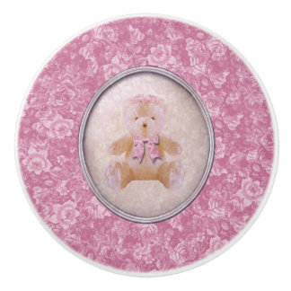 Pink Teddy Bear Ceramic Knob