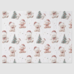 Pink Teddy Bear Christmas  Tissue Paper