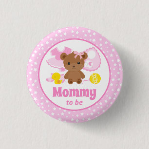 Pink Teddy Bear Clothes Baby Shower Mummy to Be 3 Cm Round Badge