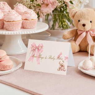 Pink Teddy Bear Food Tent Card