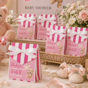 Pink Teddy Bear girl Baby Shower Favour Box