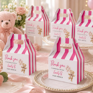 Pink Teddy Bear girl Baby Shower Favour Box