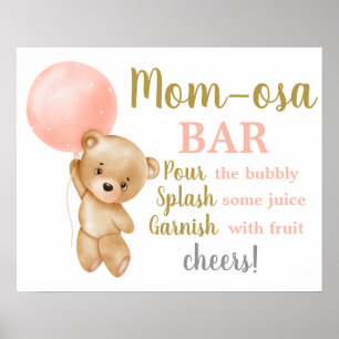 Pink Teddy Bear Momosa Bar Girl sign