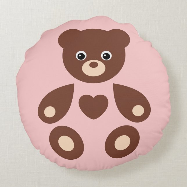 Pink Teddy Bear Monogram Baby Pillow (Back)