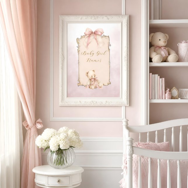 Pink Teddy Bear Nursery Name Poster (Creator Uploaded)