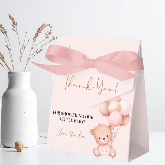 Pink Teddy Bear Oh Girl Balloon Baby Shower Favour Box (Creator Uploaded)