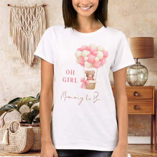 Pink Teddy Bear Oh Girl Balloon Mummy To Be Baby T-Shirt