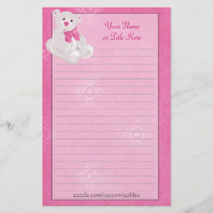 Pink Teddy Bear Stationery