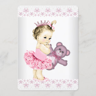 Pink Teddy Bear Tutu Princess Baby Shower Invitation
