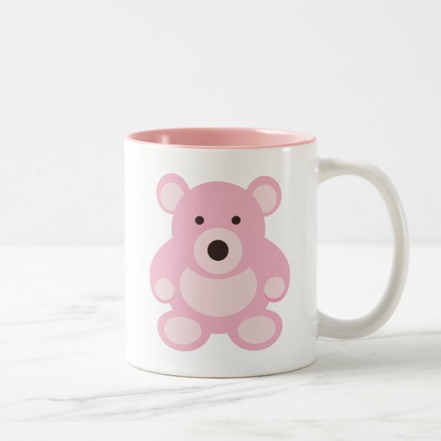 Pink Teddy Bear Two-Tone Coffee Mug (Right)