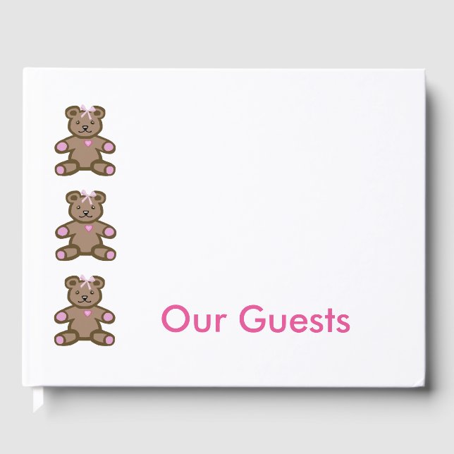 Pink teddy bears border guest book (Front)