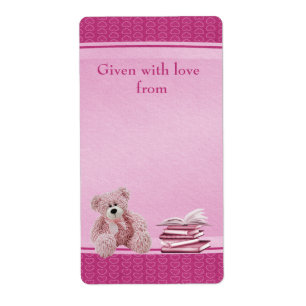 Pink Teddy Bring a Book Baby Shower Bookplates