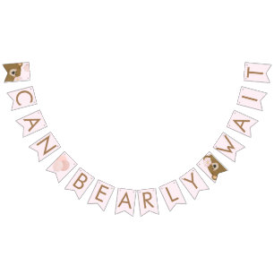 Pink Teddy We Can Bearly Wait Girl Baby Shower Bunting